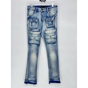 WAIMEA‎ Boys Stacked Fit Cargo Jeans- Size 18 Vintage Wash